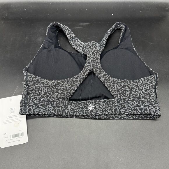 Athleta Black Medium impact Ultimate Textured Sports Bra Womens Size Small NEW - Picture 2 of 6